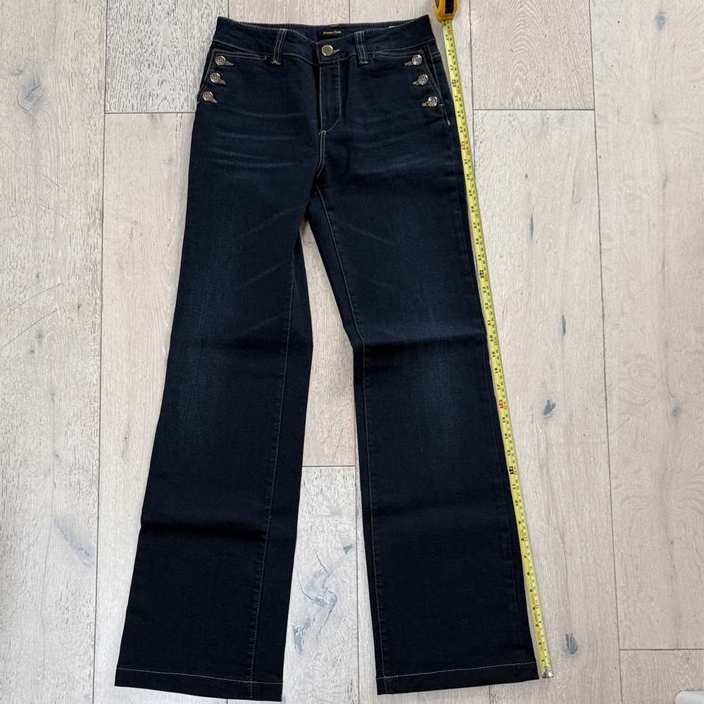 Massimo Dutti Denim bootcut Jeans w Gold buttons - Dark Blue size 4 or 26 NWOT